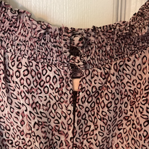 Plush Boutique Halter Neck Flutter Sleeve Pink and Black Leopard Print Dress - Picture 3 of 3